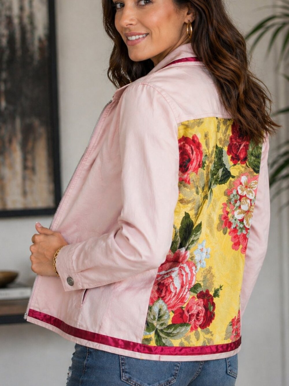 PRINTEMPS Pink Denim Customized Jacket